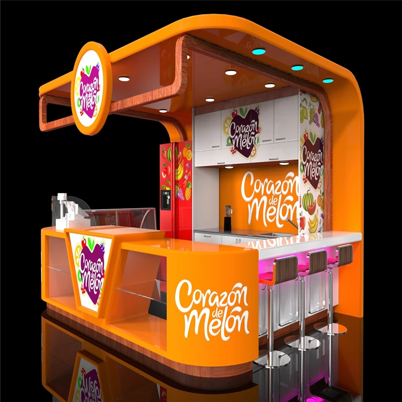 fast food store counter kiosk for food shop., View kiosk for food shop