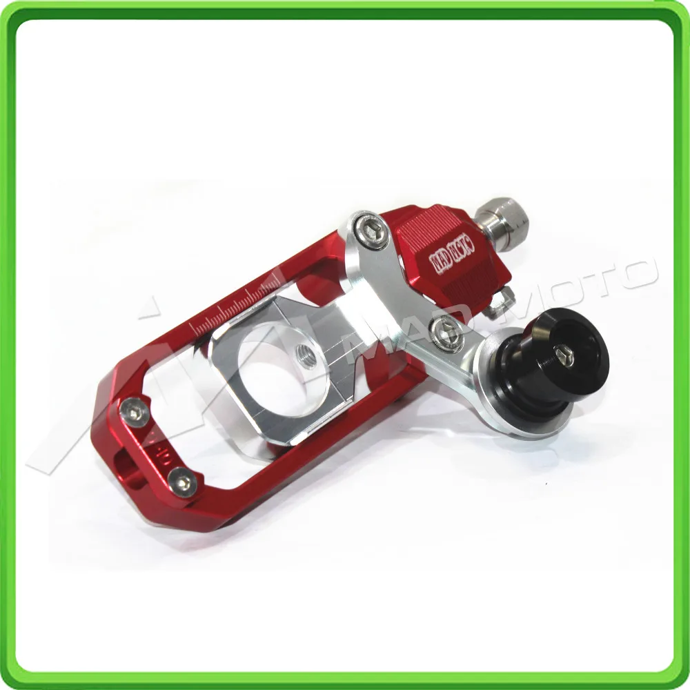 Motorcycle Chain Tensioner Adjuster with paddock bobbins fit for HONDA CBR 1000 RR CBR1000RR 2004 2005 2006 2007 Red & Silver (7)
