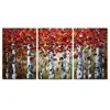 3 Piece Textured Wall Art On Canvas Yellow Birch Tree Abstract 3D Modern Oil Paintings