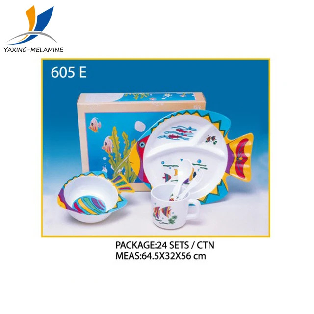 melamine 5 fish shape kids dinner gift set