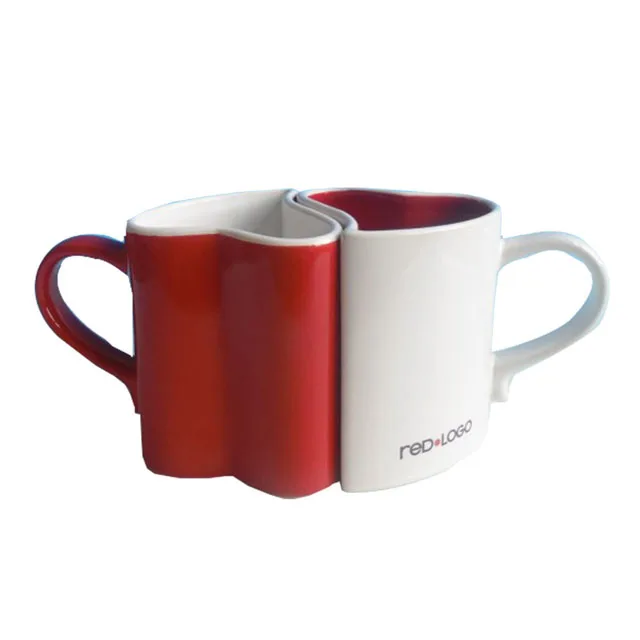 hot sale heart shape ceramic couple coffee mug cup for gift
