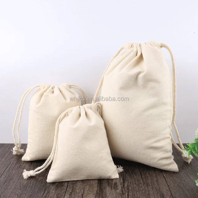 organic cotton drawstring bag canvas cotton gift packing pouch