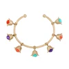 sl00377b Custom Wholesale Women Jewelry Fashion 7 Resin Flowers Matte Gold Bangle Bracelet