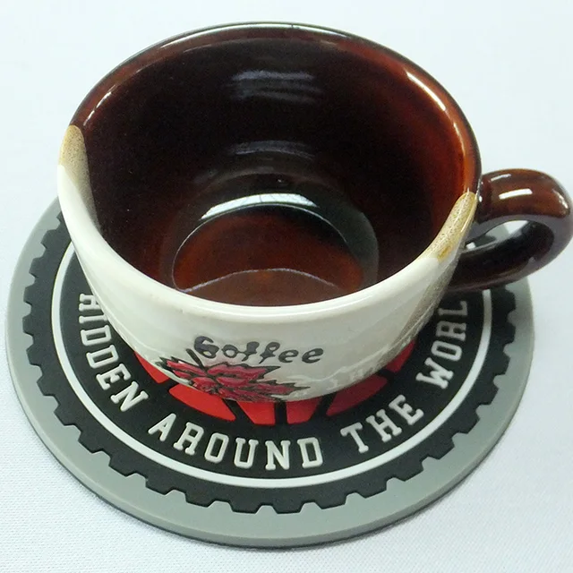 cup coaster,groovecoaster soft pvc cup coaster 3d embossed drink pvc coaster tea cup