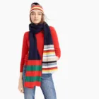WOMEN'S 100% CASHMERE KNITTED STRIPED HAT GLOVE SCARF SETS