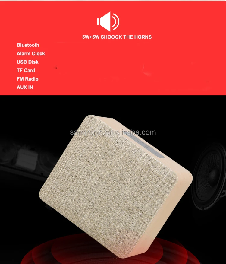 ML-101 Wooden Portable Bluetooth Speaker with Alarm clock Wireless Portable Bluetooth Home Theater Party Speaker Sound system - ANKUX.COM