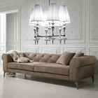 Italian Style Luxury couch living room furniture of wooden leather sofa