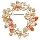 00040 Xuping 18k gold color wreath vintage safety pin brooch, crystals from Swarovski brooch korea