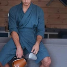 Summer Bathrobe Natural Linen Robe Homewear Wedding robe Gown for men Mens linen robe Dressing gown Gift for him