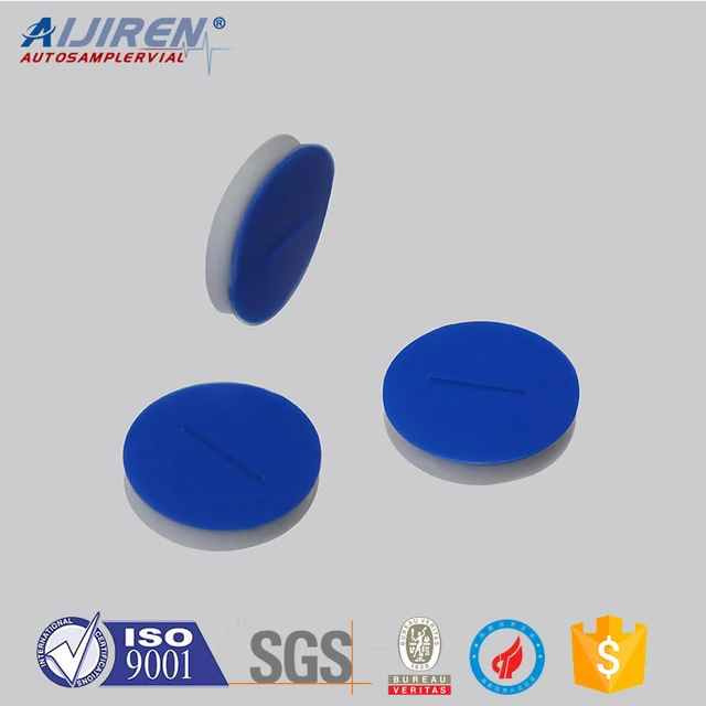 S844 8mm septa pre-slit blue PTFE/white silicone septa highest materials Pre-slit colourful Silicone septa