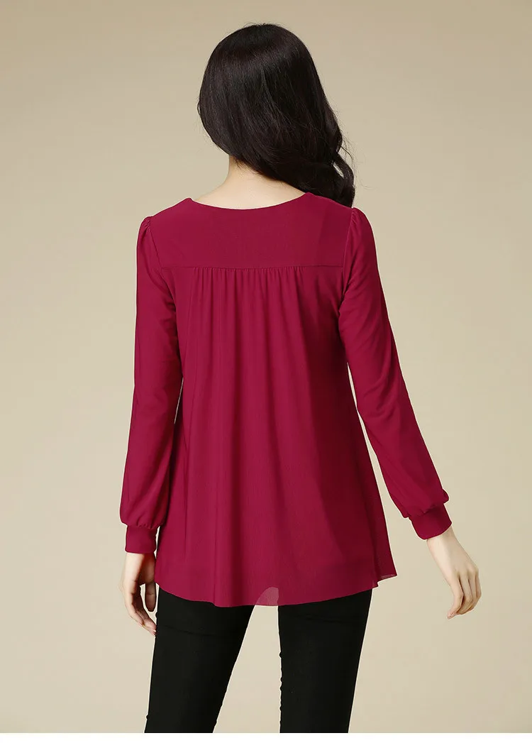 Women Knitted Mesh Shirt Long Sleeve Loose Top Blouse Buy Ladies Long Sleeve Blouses,Elegant