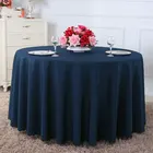 Wholesale table linens 132 inch navy blue round table cloth factory