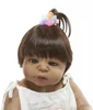 Black newborn baby 22inch soft full body solid silicone baby doll for sale