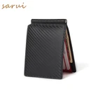 Men Carbon Fiber Money Clip Wallet RFID Blocking Genuine Saffiano Leather Credit Card Wallet
