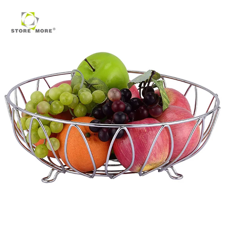 store more modern design hot sale metal wire fruit basket 2-tier