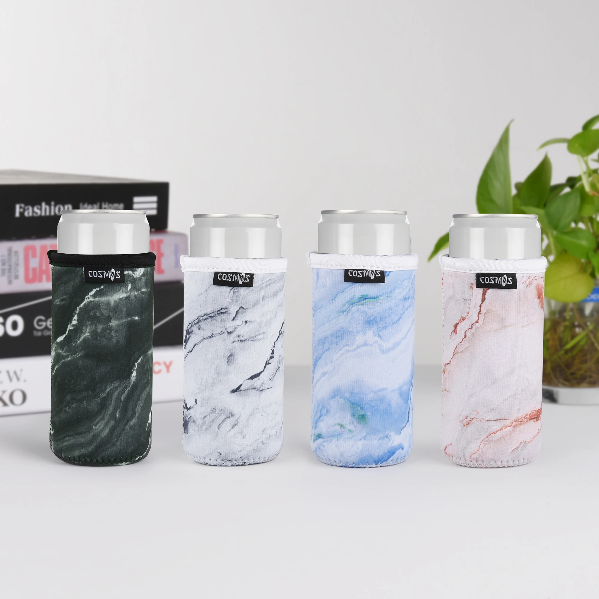 marble pattern neoprene slim 12 oz can or bottle sleeve 3mm