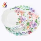 porcelain ceramic flower pattern dinner plate for home use