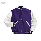 High quality fashion design white leather sleeves baseball varsity letterman jacket