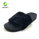 Greenshoe 2018 new fashion winter custom logo slide sandal women faux fur slipper