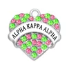 Eco friendly Alloy Sticker Crystal I Love Heart AKA 1908 Charm Greek Letter Sorority Alpha Pendants College Society Jewelry
