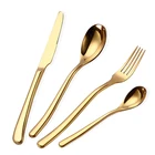 Fancy Gold Cutlery Stainless Steel Kitchen Spoon Knife Fork, Rose Gold, Black Cutlery set