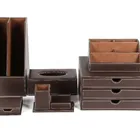 Office Supplies Black Leather Desktop Organizer Desk Sets