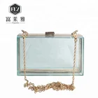 Transparent plastic evening envelope box chain clear acrylic clutch bag
