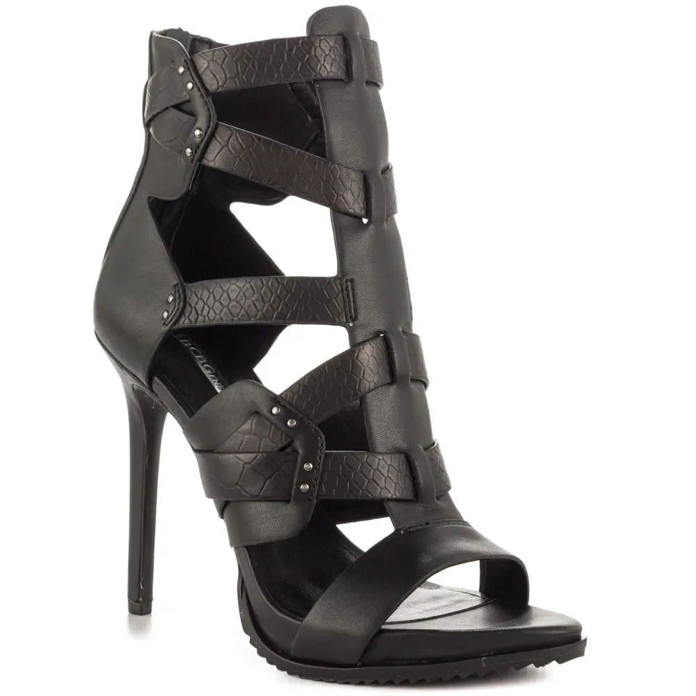 Black Gladiator Women Sandal Summer Style 2015 Shoes Women Thin High Heel Ankle High Open Toe Sandal Ankle High Made-to-order