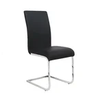 black pu fabric upholstered wing back chromed leg iron rustic dining chair