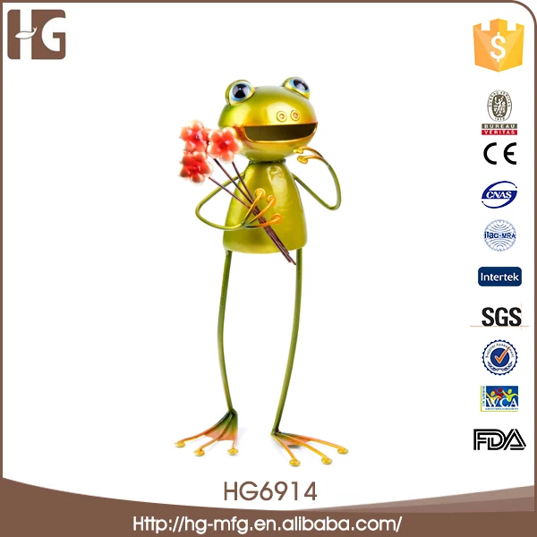 Top quality standing metal frog shaped 12x9x25CMH HG6914 frog craft ideas with high quality