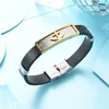 BAOYAN Cute Small Gold Plated Anchor Charm Stainless Steel Black PU Leather Wrap Bracelet For Men
