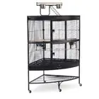 Parrot Corner Bird Cage Large Pet Living Space Saver Double Front Doors Black