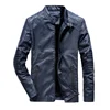 Wholesale Cheap Men Spring Blue Korean Zipper Leather Jacket