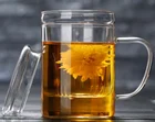 Pyrex Glass Filtering Tea Maker Teapot with a Infuser, a Warmer and Tea Cups