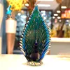 murano glass peacock figurine with hand blown glass for home ornamet