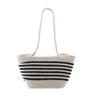 QJMAX Woven Tote Bag For Women Custom Cotton Rope Handbag Beach Drawstring Shoulder Bag Gift With Long Handle