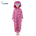 Cheshire Cat Cartoon Animal Pajamas Cosplay Costume Kids Onesie For Halloween