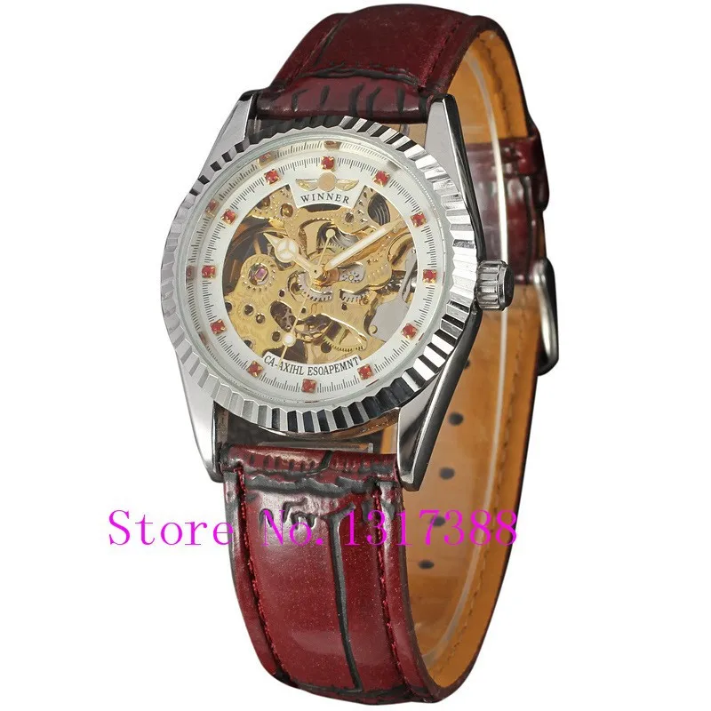 New Casual Fashion Watch WINNER Women Automatic Mechanical Watch Leather Strap Dress Watches For Ladies Best Gift Wristwatches