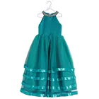 Elegant Girl Gown Tulle Shiny Sequined Baby Green Lace Sleeveless Wedding Dress For Kids