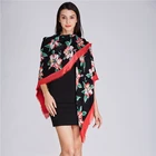 Fashion Women Flower Pattern Printed 100%Rayon Scarf Shawl