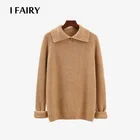 Women Button Open Turtleneck Sweater Long Sleeve Loose Rib Knit Pullover Tops
