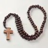 Wholesale 7mm Brown Wooden Round Bead Knotted Thread pray Catholic Rosary