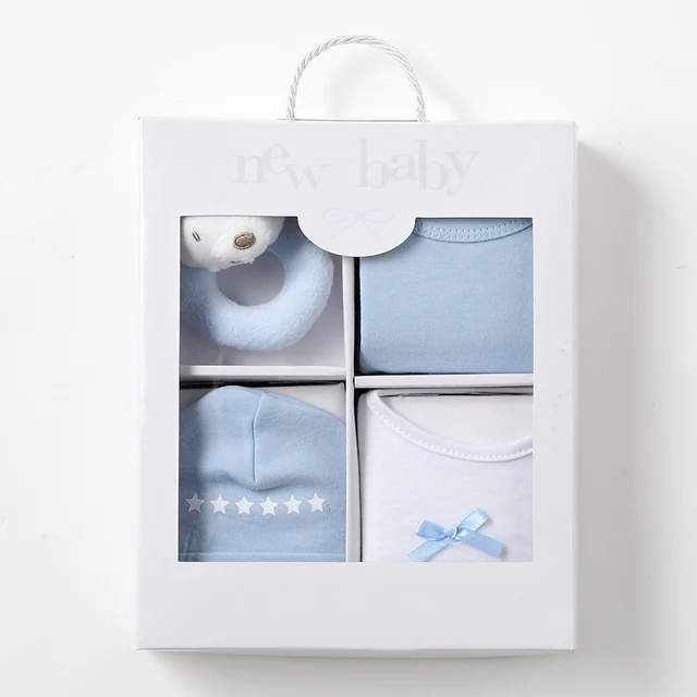 newborn 4 pcs 100% cotton baby clothing layette gift set for