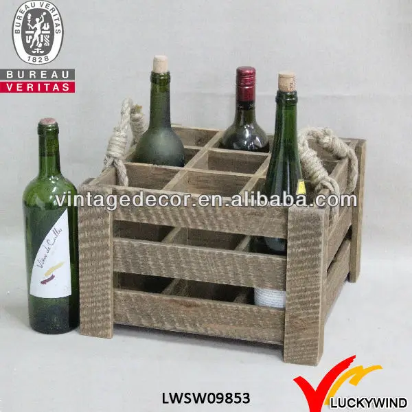 square slat vintage handmade vintage wood 9 bottle wine basket