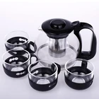 Hot Sale 1200ml Chinese Tea Glass Tea Pot with Glass Cups Set 5PCS