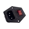 Red AC-01 Power Socket with Fuse Switch 10A 250V