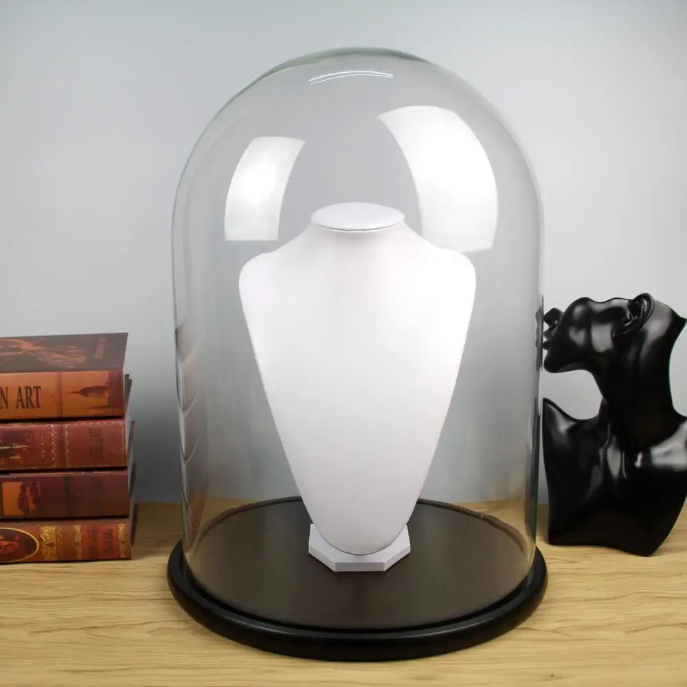 Small Glass Display Dome With Wood Base D10 x H25cm