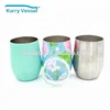 Egg Shaped Double Wall Vacuum Insulated Stainless Steel Wine Glass Tumbler Cup with Lid