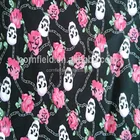 97%cotton 3%spandex fashionable stretch satin fabric with rose and skull printed