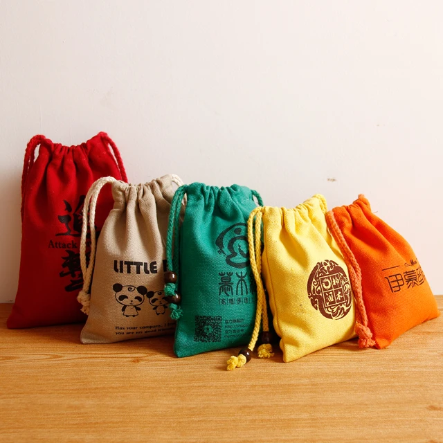 chinese supplier 100% organic cotton canvas drawstring bag gift